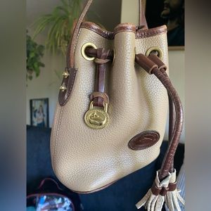 Vintage Dooney & Bourke All Weather Pebbled Leather Drawstring Bucket Bag